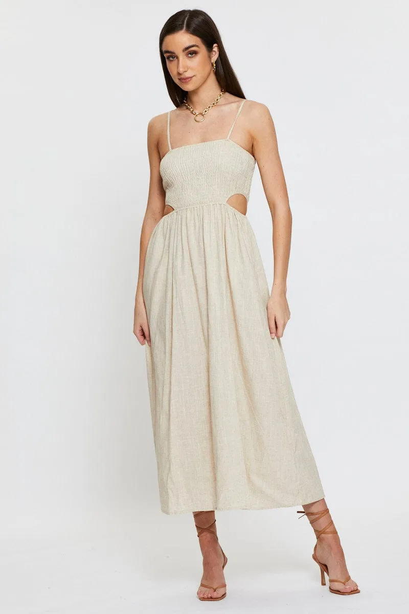 Beige Midi Dress Sleeveless sold by Ally Fashion product image thumbnail 3