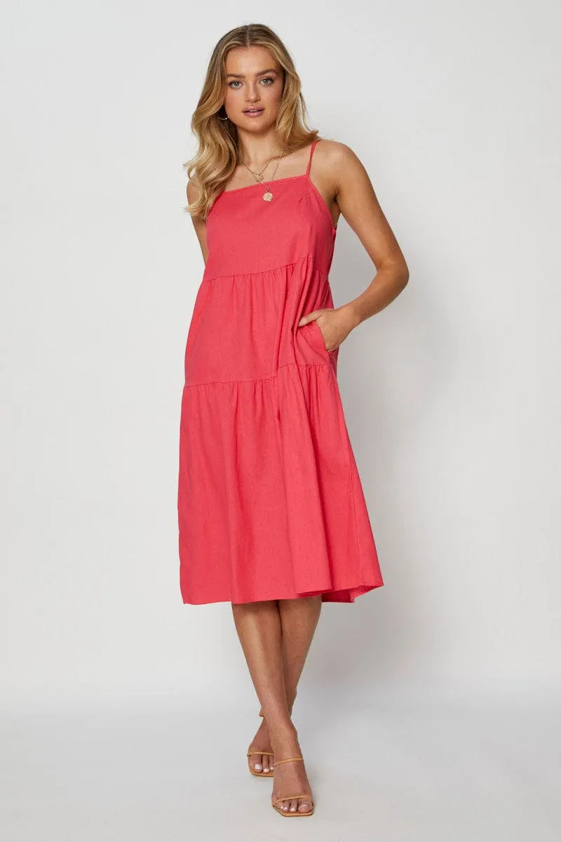 Pink Midi Dress Square Neck sold by Ally Fashion product image thumbnail 3