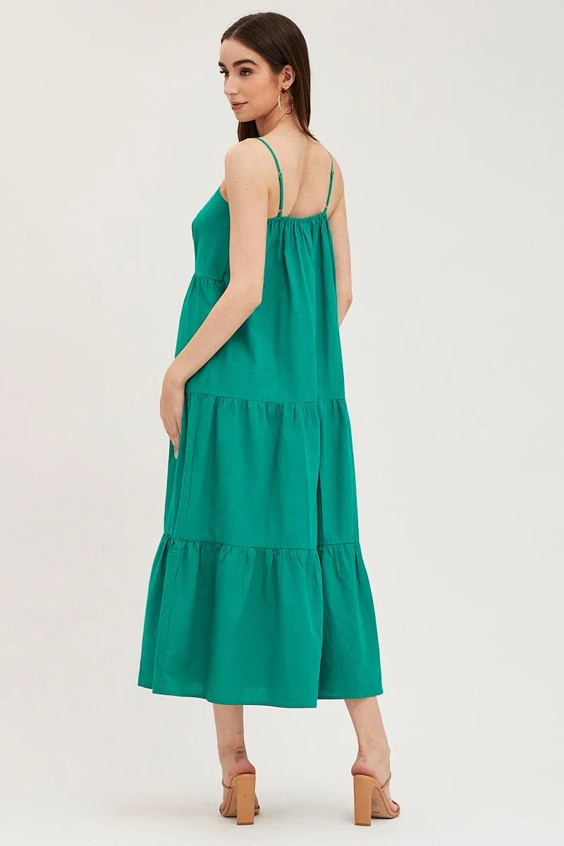 Green Maxi Dress Sleeveless Square Neck sold by Ally Fashion product image thumbnail 5