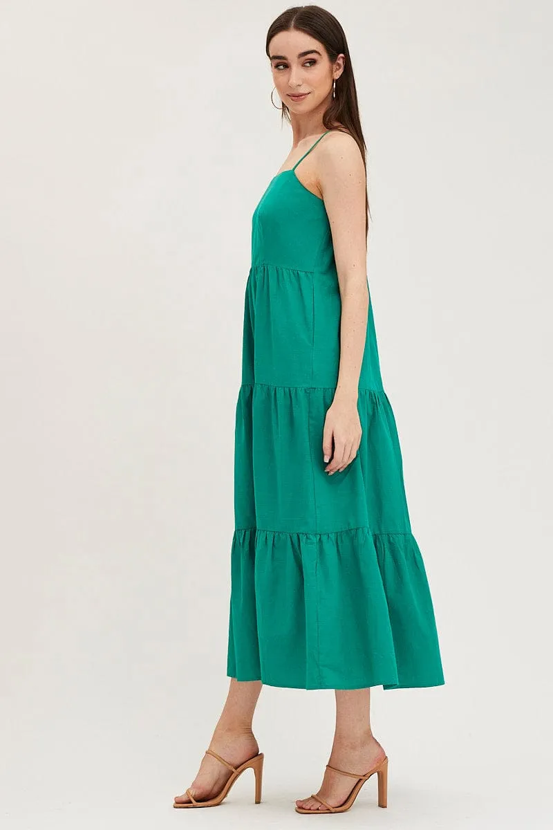 Green Maxi Dress Sleeveless Square Neck sold by Ally Fashion product image thumbnail 4