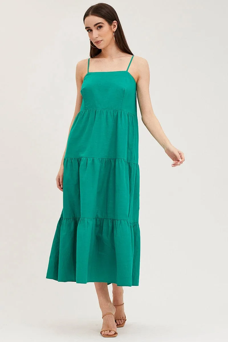Green Maxi Dress Sleeveless Square Neck sold by Ally Fashion product image thumbnail 3