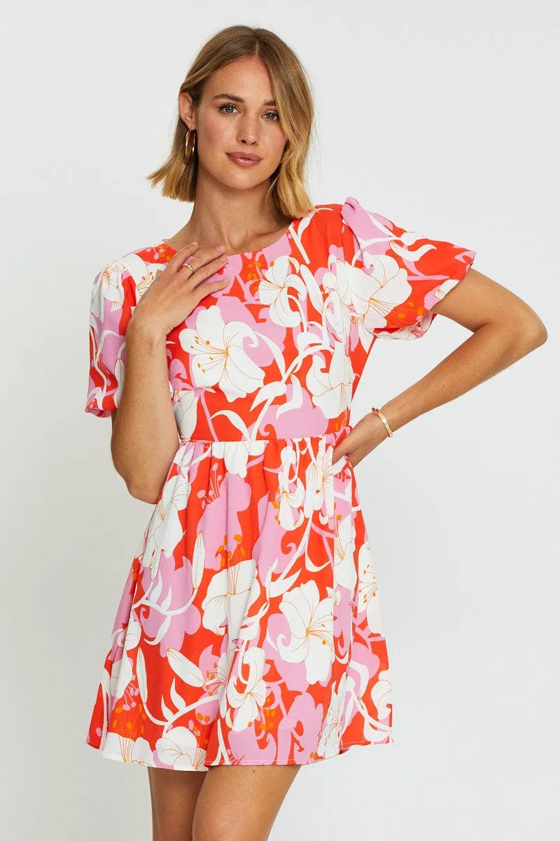 Print Mini Dress Short Sleeve sold by Ally Fashion