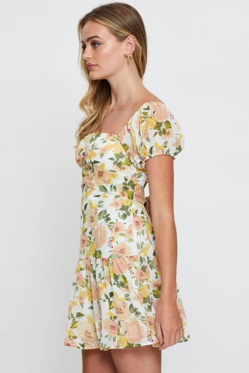 Print Mini Dress Long Sleeve Square Neck sold by Ally Fashion product image thumbnail 4