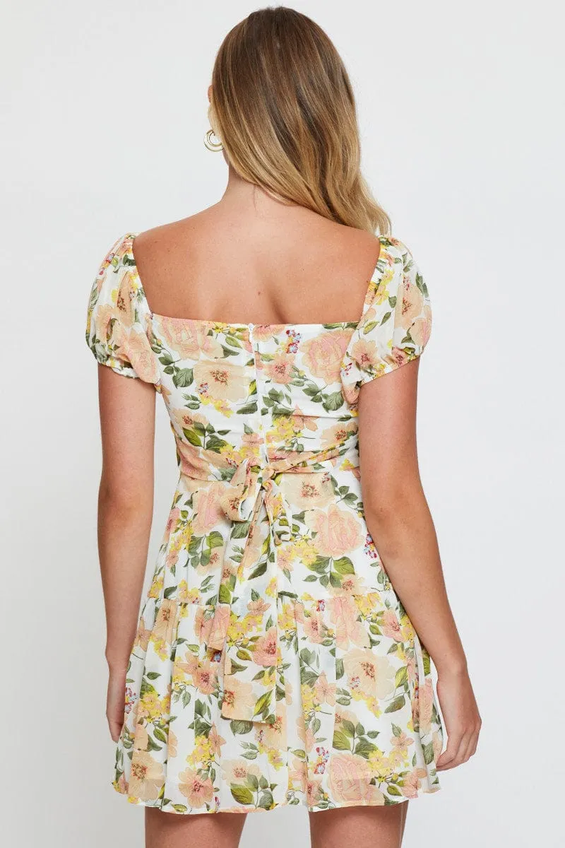 Print Mini Dress Long Sleeve Square Neck sold by Ally Fashion product image thumbnail 5