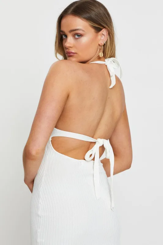 White Knit Dress Halter Neck sold by Ally Fashion