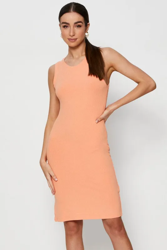 Orange Bodycon Dress Sleeveless Knit sold by Ally Fashion