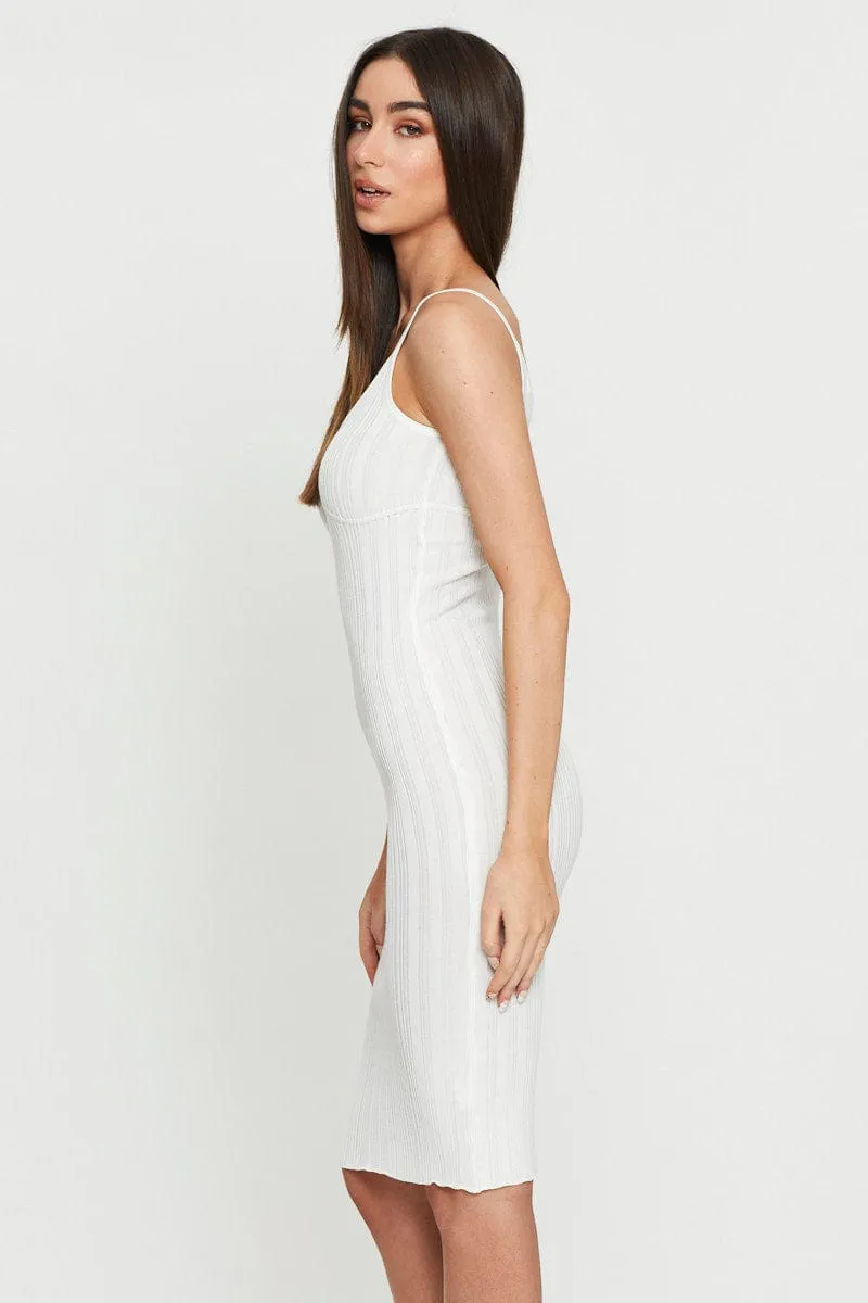 White Midi Dress Knit sold by Ally Fashion product image thumbnail 4