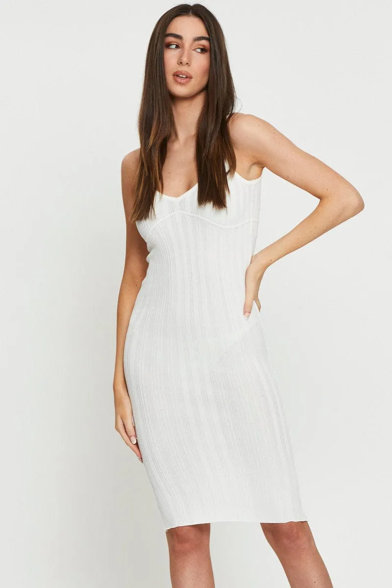 White Midi Dress Knit sold by Ally Fashion product image thumbnail 3