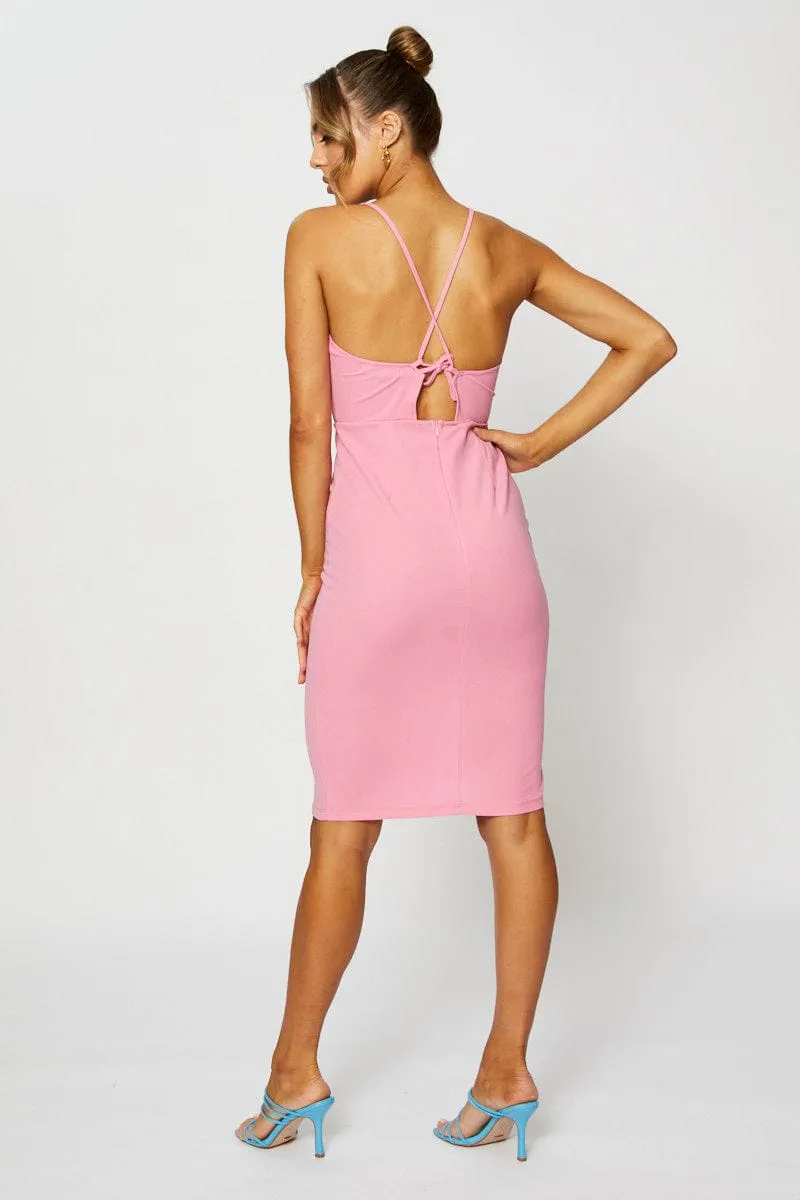 Pink Bodycon Dress Midi sold by Ally Fashion product image thumbnail 5