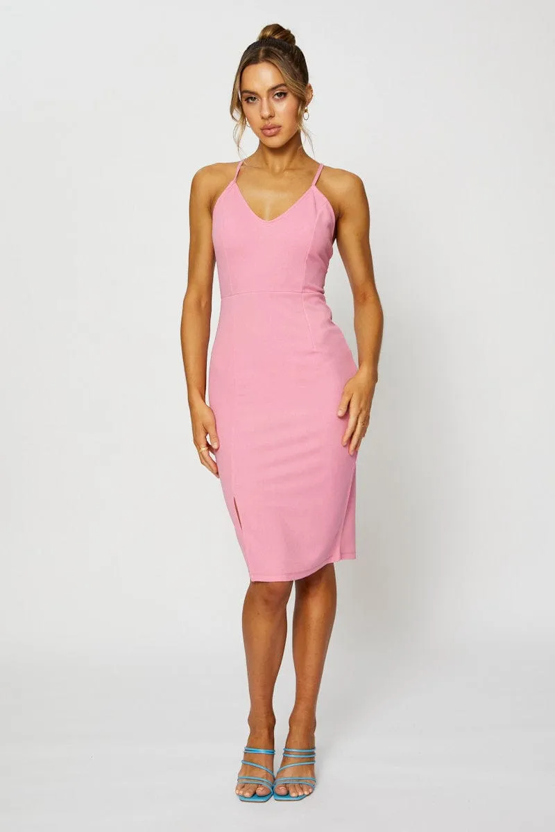 Pink Bodycon Dress Midi sold by Ally Fashion product image thumbnail 3