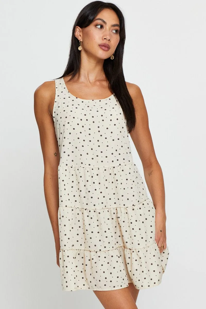 Print Mini Dress Sleeveless Round Neck sold by Ally Fashion product image thumbnail 3