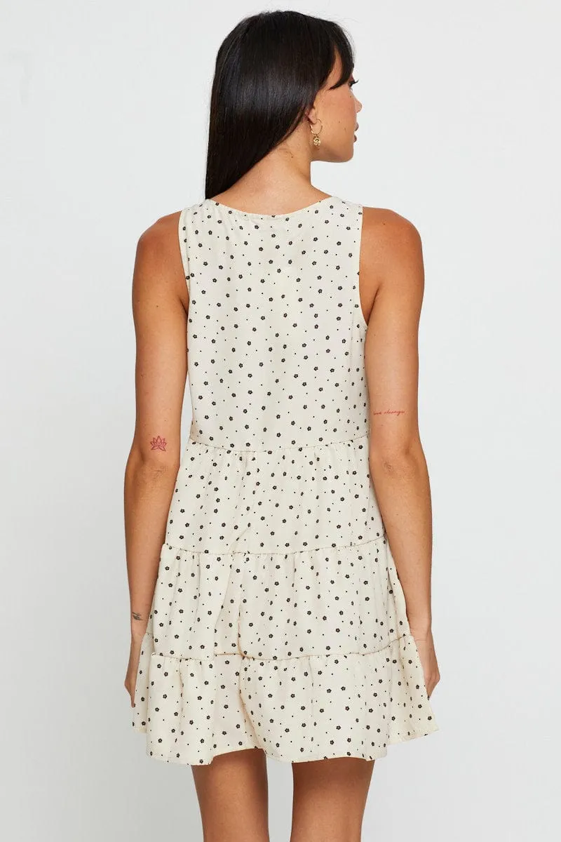 Print Mini Dress Sleeveless Round Neck sold by Ally Fashion product image thumbnail 5