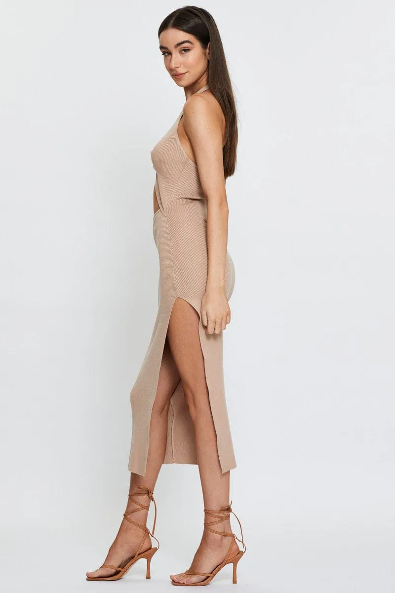 Beige Midi Dress Knit sold by Ally Fashion product image thumbnail 4