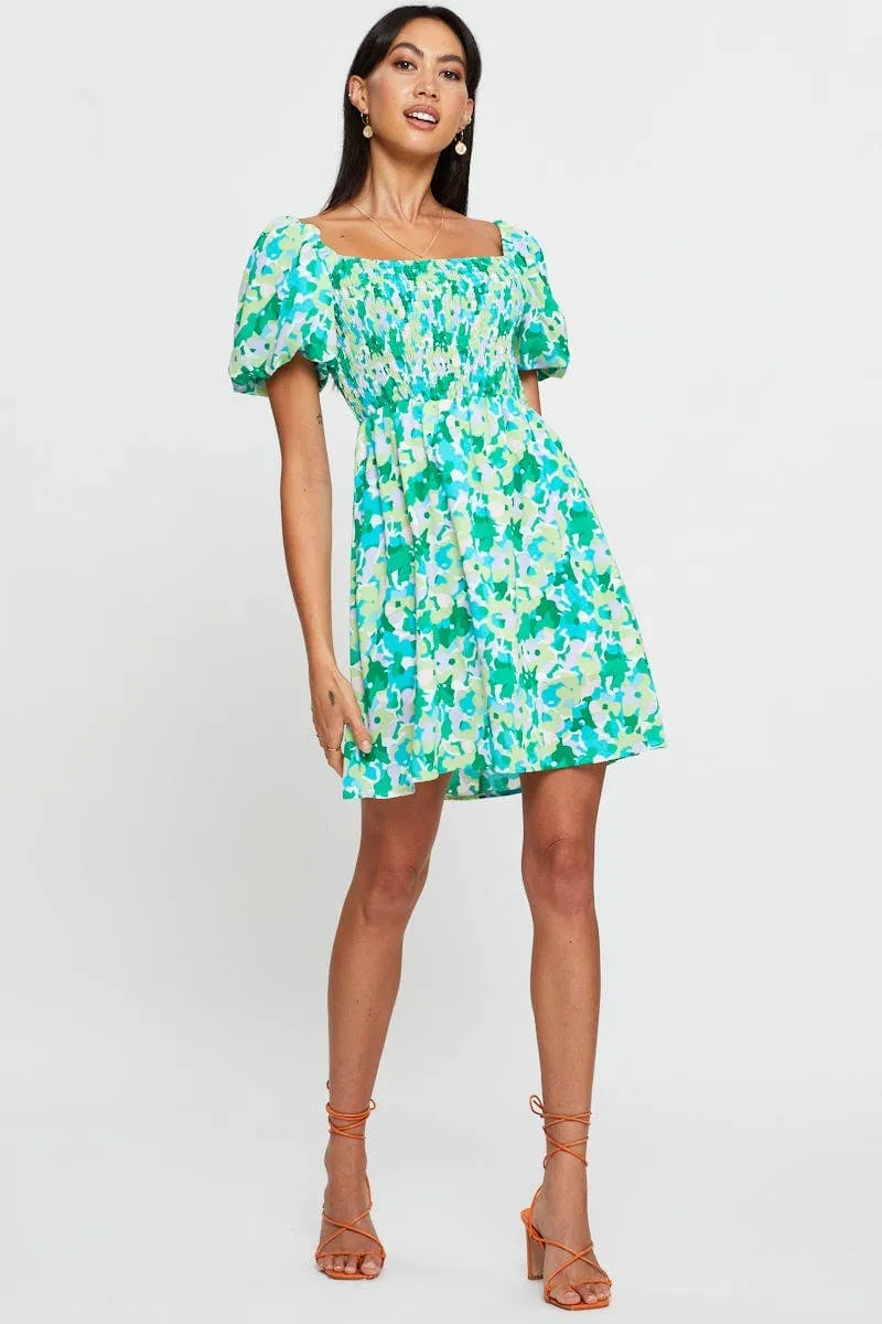 Print Fit And Flare Dress Short Sleeve Square Neck sold by Ally Fashion product image thumbnail 2