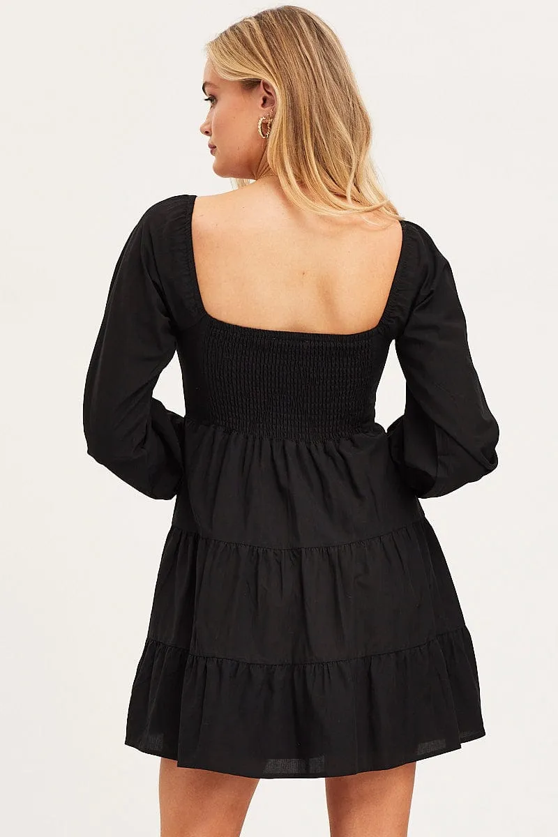 Black Fit And Flare Dress Long Sleeve Square Neck sold by Ally Fashion product image thumbnail 5