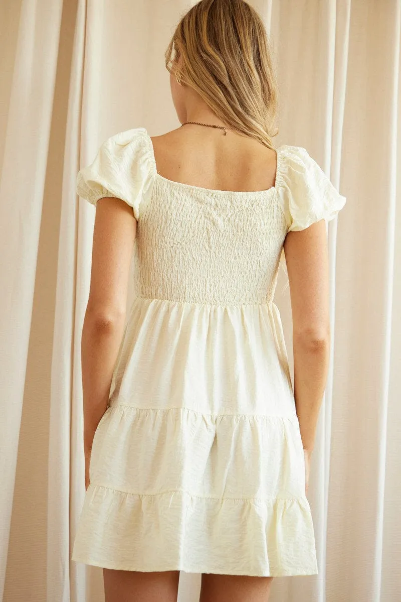 Beige Fit And Flare Dress Short Sleeve Scoop Neck sold by Ally Fashion product image thumbnail 5