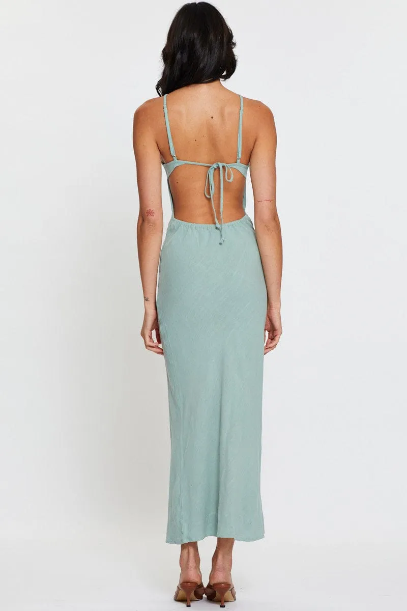 Green Maxi Dress Sleeveless Racer Neck sold by Ally Fashion product image thumbnail 5