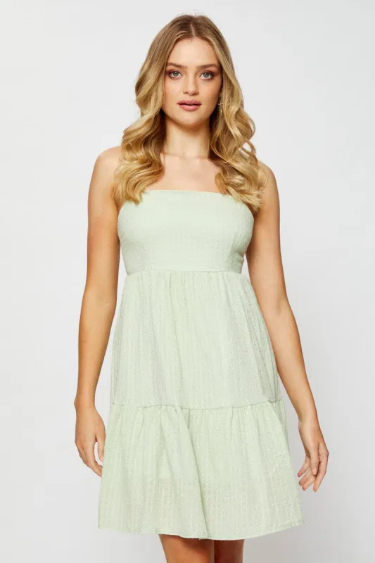 Green Mini Dress Sleeveless Square Neck sold by Ally Fashion