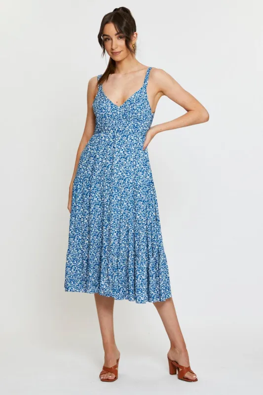 Daisy Print Midi Dress Sleeveless V Neck sold by Ally Fashion