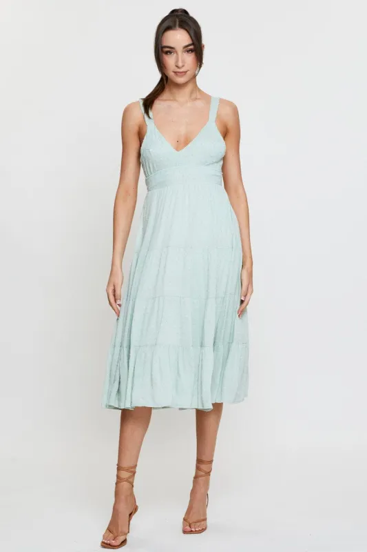 Green Midi Dress Sleeveless V Neck sold by Ally Fashion