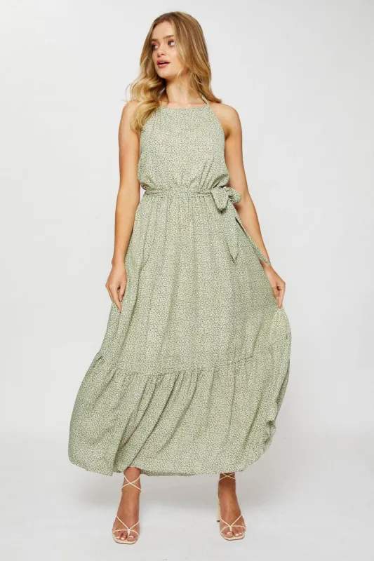 Geo Print Maxi Dress Halter Neck sold by Ally Fashion