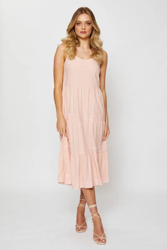 Stripe Midi Dress V Neck sold by Ally Fashion