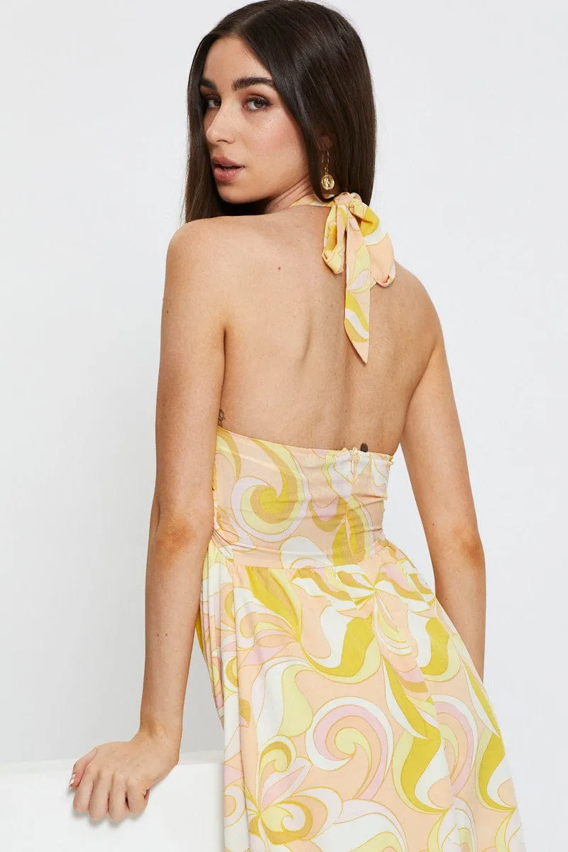 Abstract Print Maxi Dress Sleeveless Halter Neck sold by Ally Fashion product image thumbnail 2