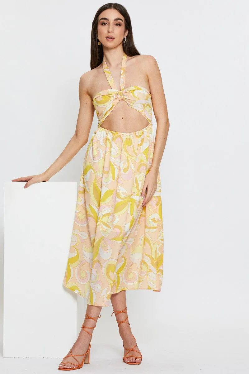 Abstract Print Maxi Dress Sleeveless Halter Neck sold by Ally Fashion product image thumbnail 3