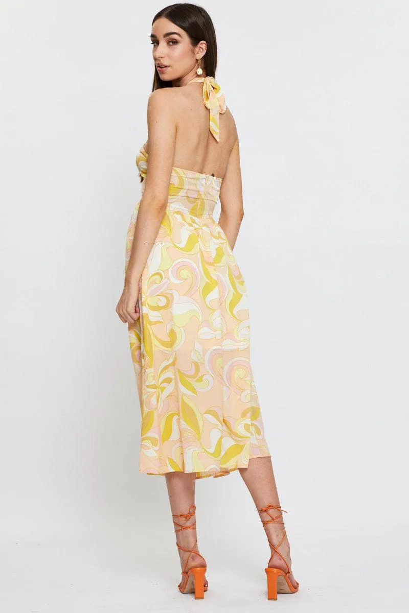 Abstract Print Maxi Dress Sleeveless Halter Neck sold by Ally Fashion product image thumbnail 5