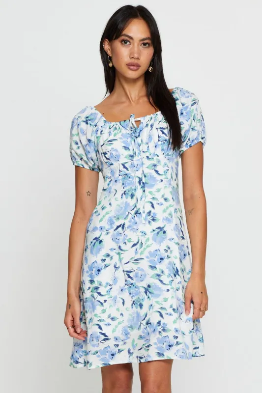 Print Mini Dress Short Sleeve Scoop Neck sold by Ally Fashion