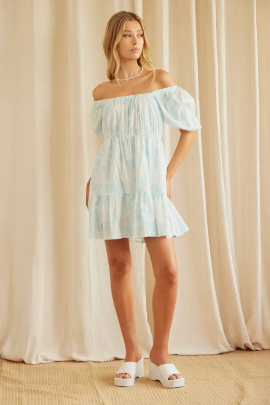 Print Mini Dress Short Sleeve Square Neck sold by Ally Fashion