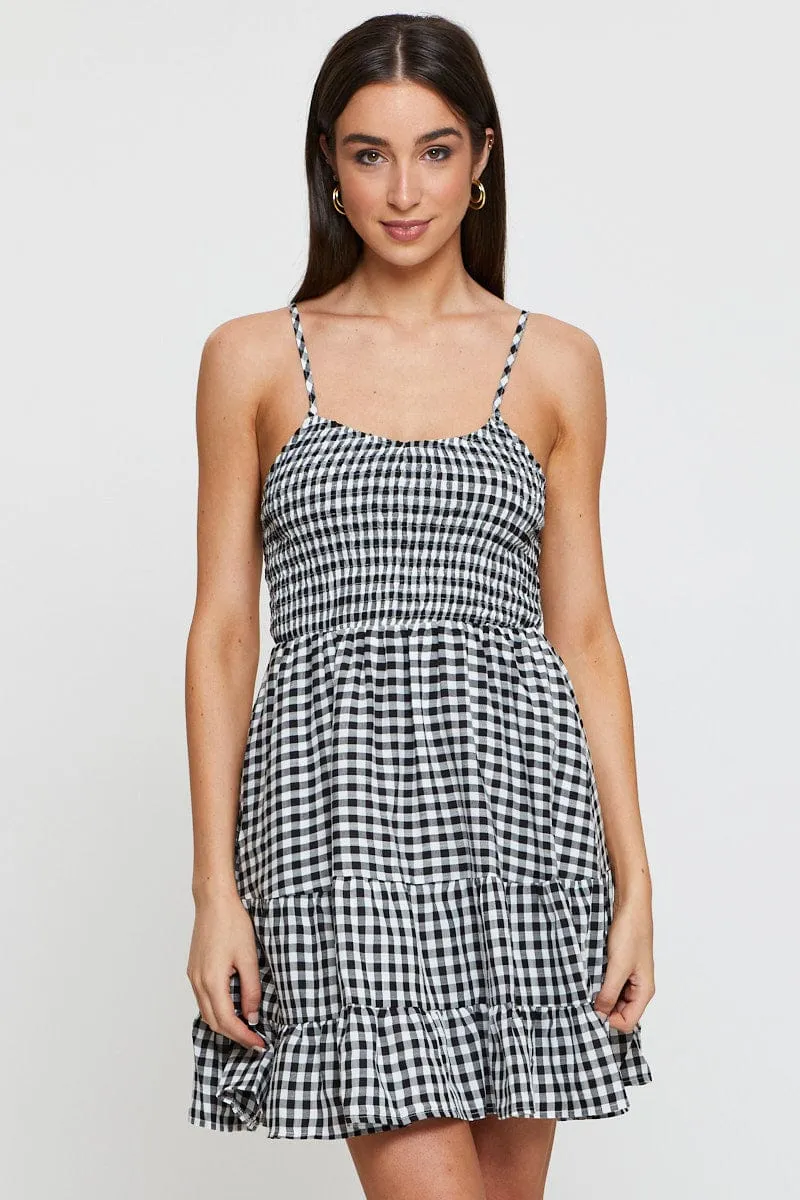 Check Fit And Flare Dress Sleeveless Scoop Neck sold by Ally Fashion product image thumbnail 3