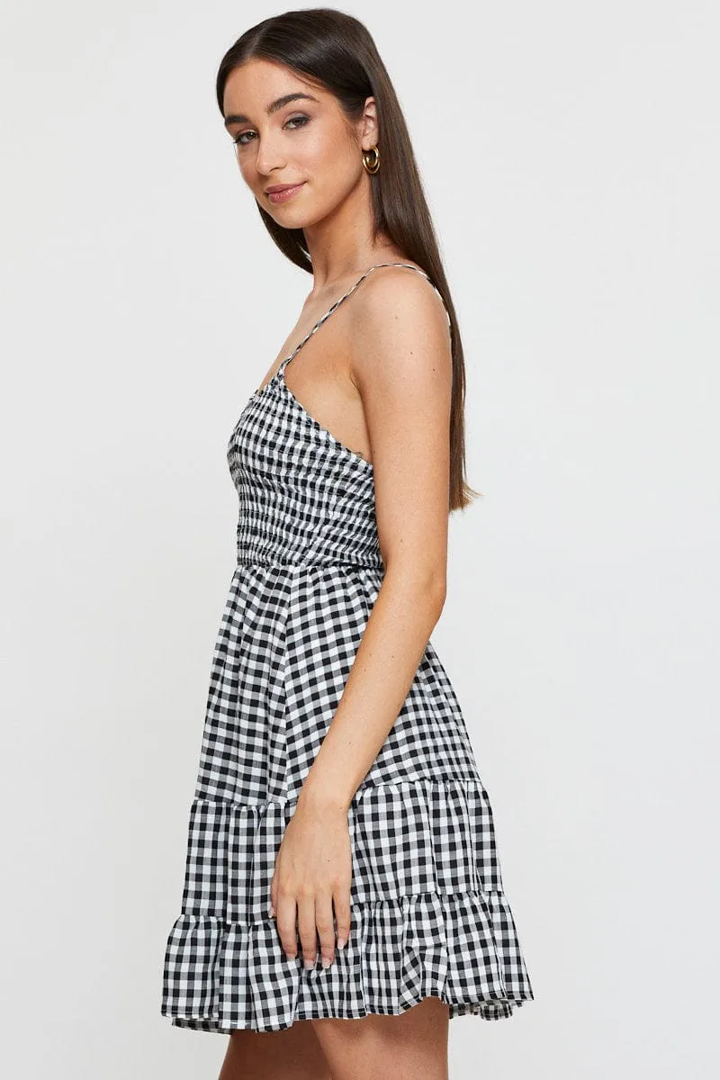 Check Fit And Flare Dress Sleeveless Scoop Neck sold by Ally Fashion product image thumbnail 4