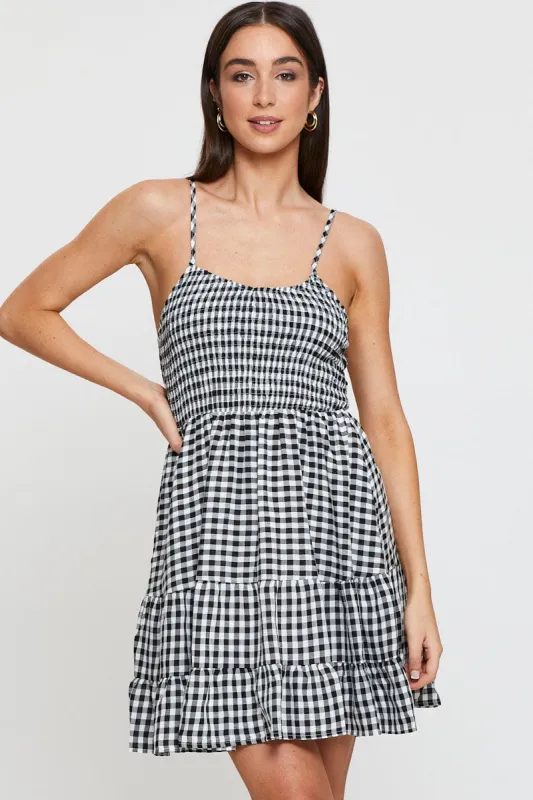 Check Fit And Flare Dress Sleeveless Scoop Neck sold by Ally Fashion