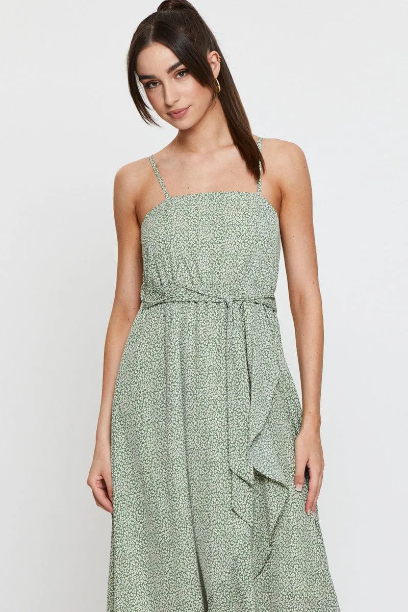 Geo Print Midi Dress Sleeveless Ruffle Hem sold by Ally Fashion product image thumbnail 2