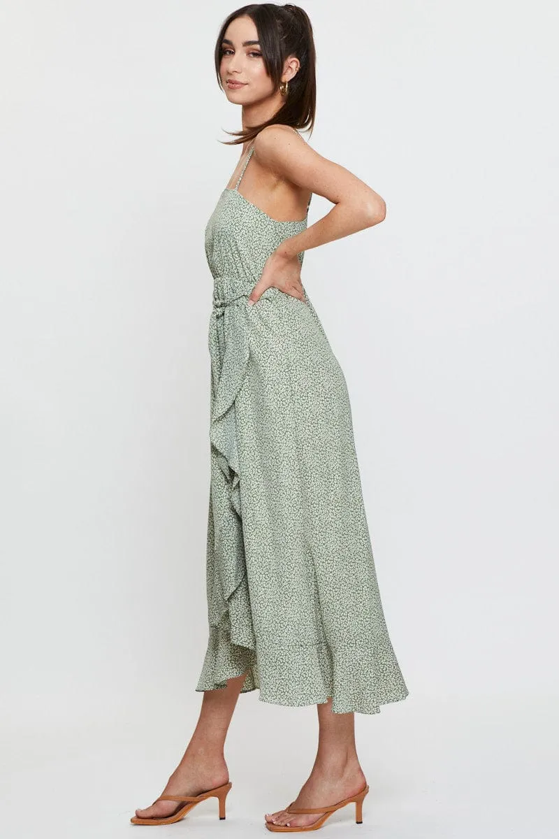 Geo Print Midi Dress Sleeveless Ruffle Hem sold by Ally Fashion product image thumbnail 4