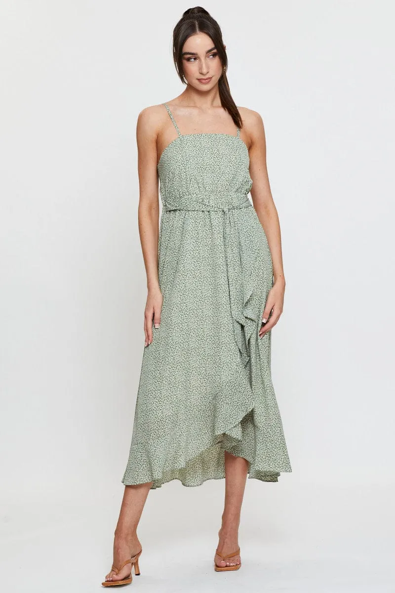 Geo Print Midi Dress Sleeveless Ruffle Hem sold by Ally Fashion product image thumbnail 3