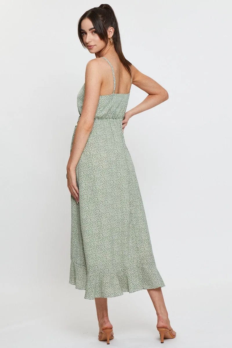 Geo Print Midi Dress Sleeveless Ruffle Hem sold by Ally Fashion product image thumbnail 5