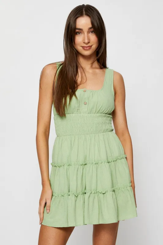 Green A Line Dress Sleeveless Mini sold by Ally Fashion