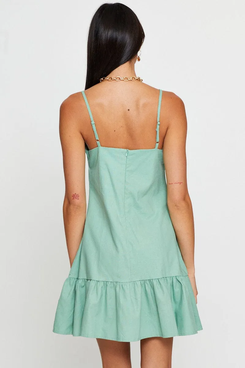 Green A Line Dress Mini V Neck sold by Ally Fashion product image thumbnail 5