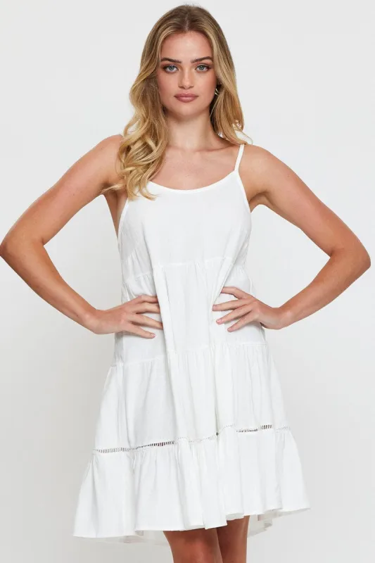 White Fit And Flare Dress Sleeveless Scoop Neck sold by Ally Fashion