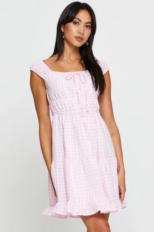 Check Fit And Flare Dress Sleeveless Scoop Neck sold by Ally Fashion
