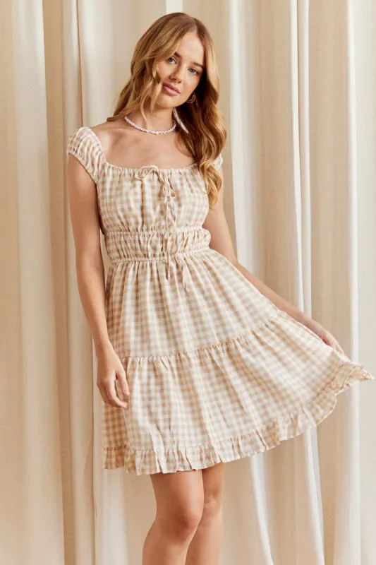 Check Fit And Flare Dress Sleeveless Scoop Neck sold by Ally Fashion