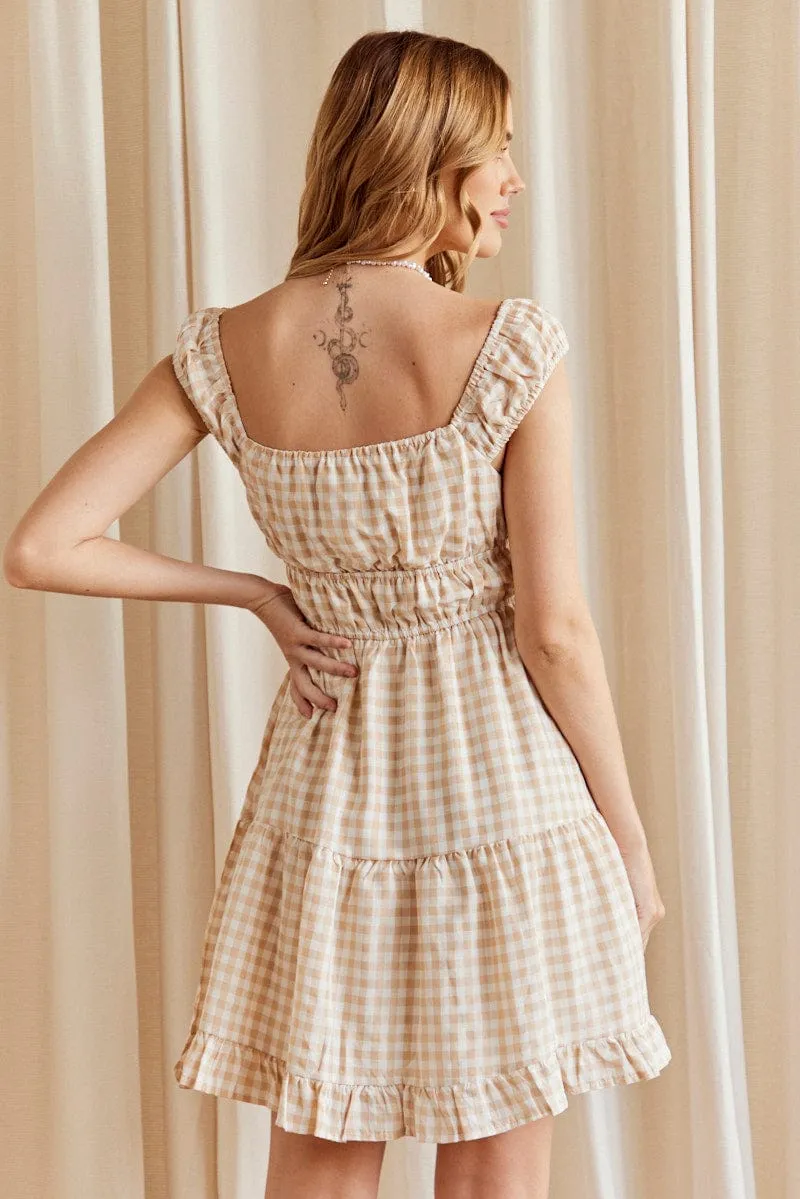 Check Fit And Flare Dress Sleeveless Scoop Neck sold by Ally Fashion product image thumbnail 5