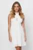 White Fit And Flare Dress Sleeveless Halter Neck sold by Ally Fashion