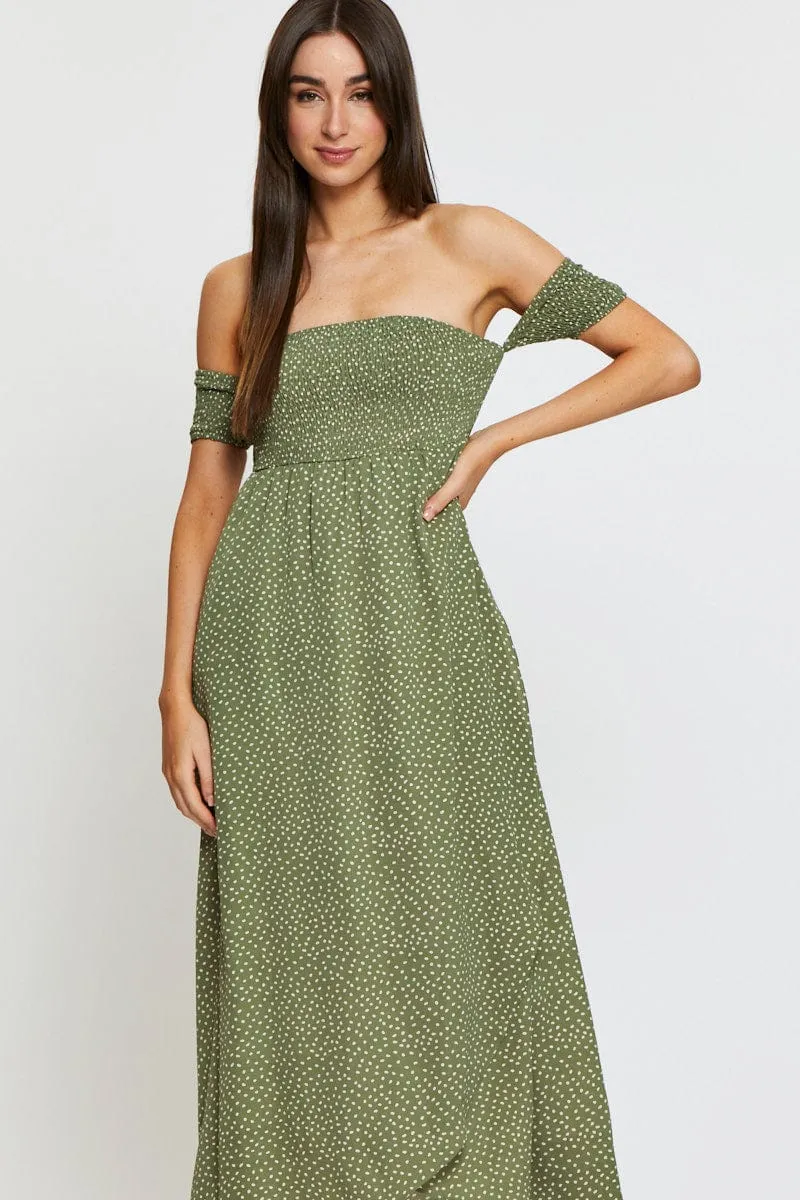 Geo Print Maxi Dress Off Shoulder sold by Ally Fashion product image thumbnail 2