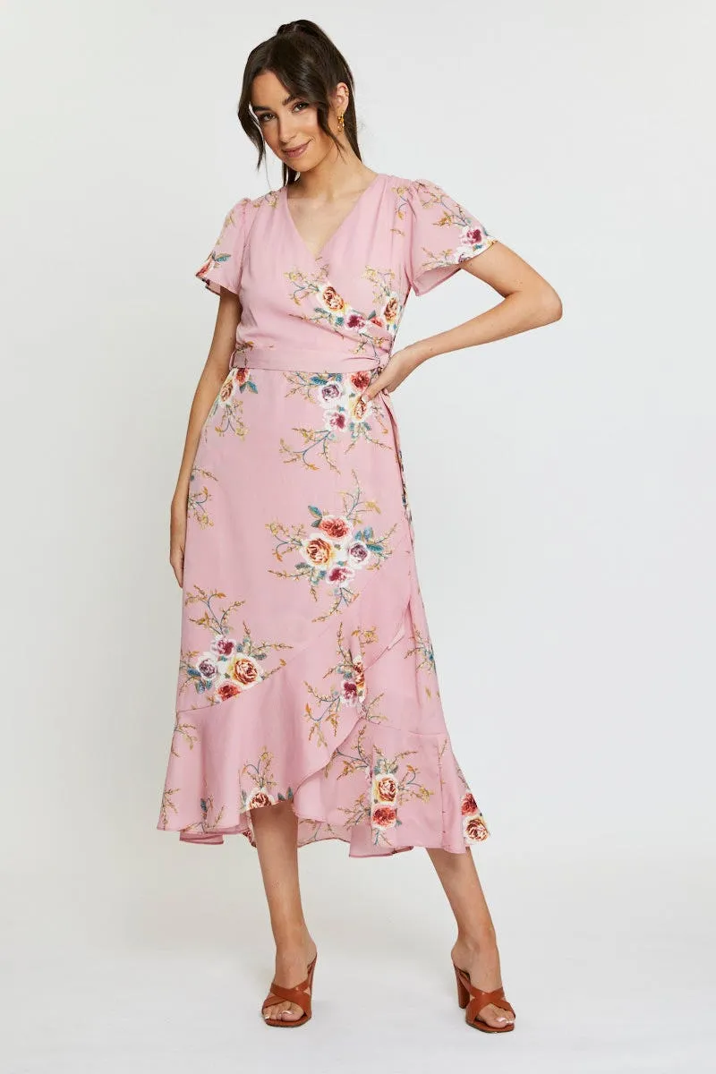 Print Wrap Dress Midi sold by Ally Fashion