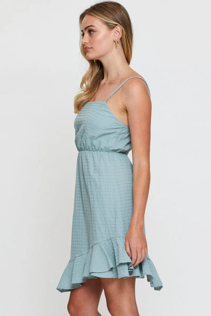 Green Mini Dress Sleeveless Square Neck sold by Ally Fashion product image thumbnail 4