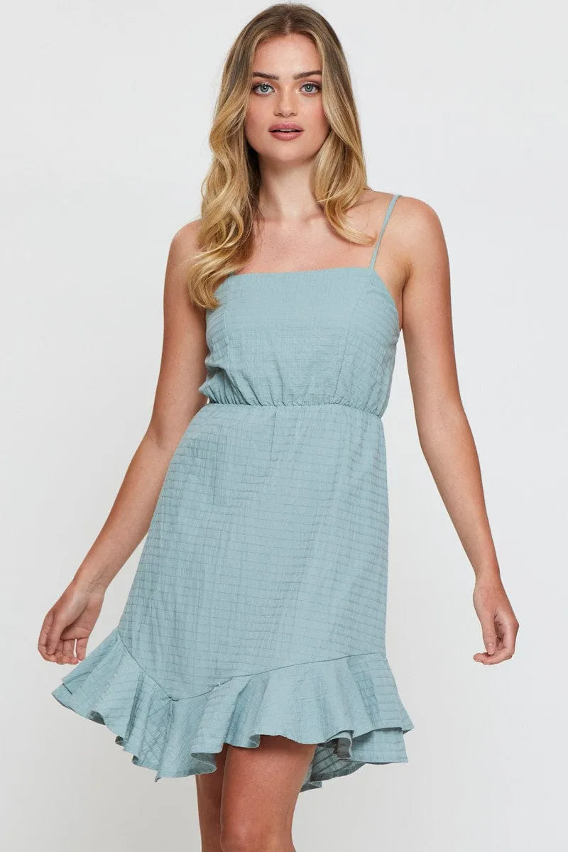 Green Mini Dress Sleeveless Square Neck sold by Ally Fashion product image thumbnail 3