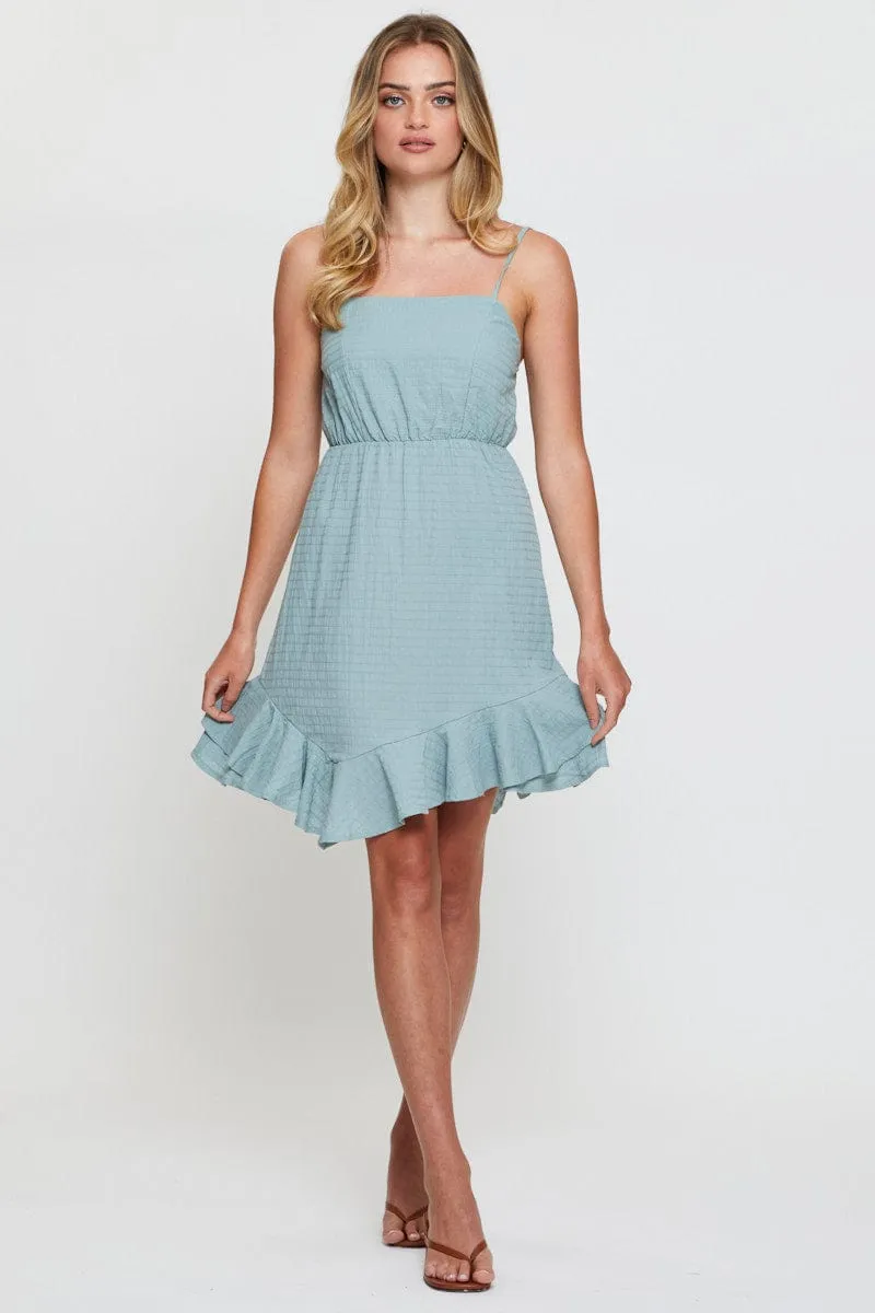 Green Mini Dress Sleeveless Square Neck sold by Ally Fashion product image thumbnail 2